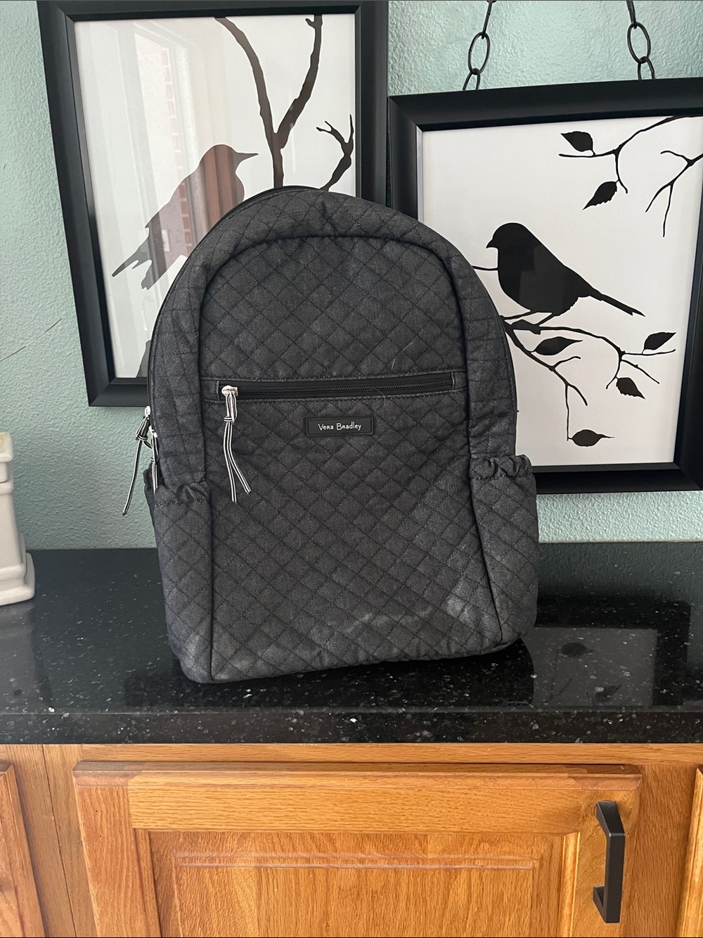 Vera Bradley Quilted Charcoal Black Backpack